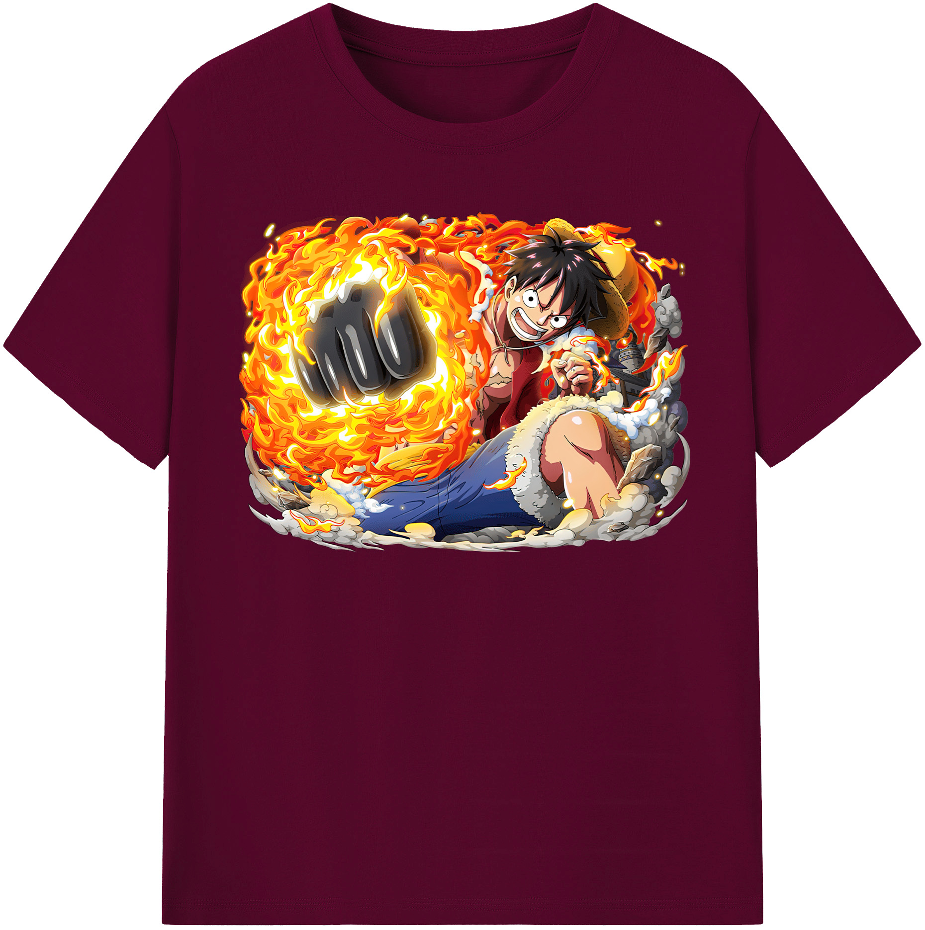ワンピース モンキー・D・ルフィ ONE PIECE Monkey D. Luffy レディースカジュアルプリントTシャツ（綿100％）